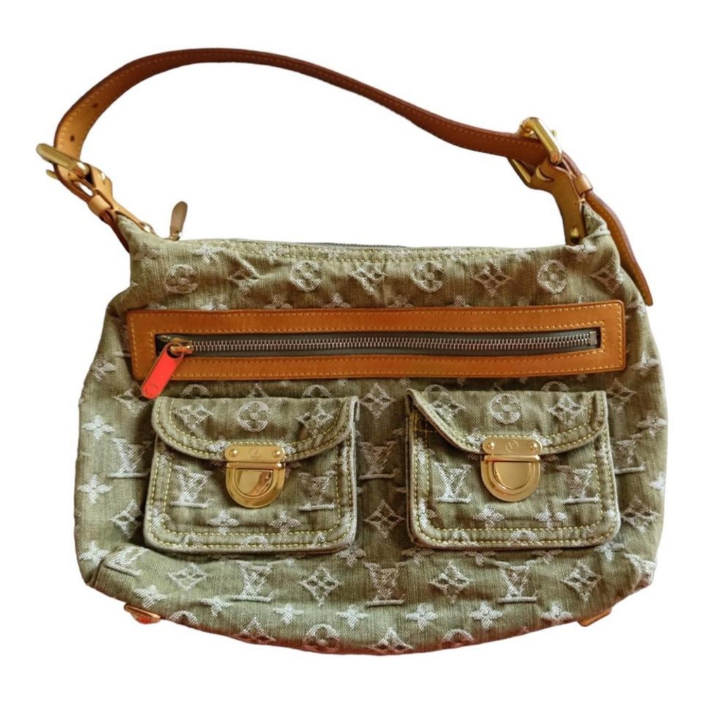 Louis Vuitton Green Baggy Handbag Denim PM